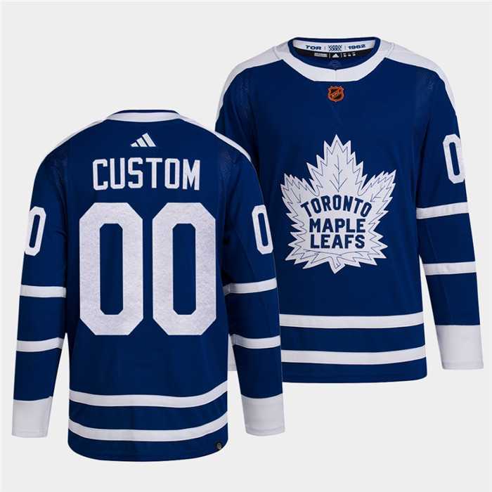 Mens Toronto Maple Leafs Black Custom Blue 2022 Reverse Retro Stitched Jersey->customized nhl jersey->Custom Jersey